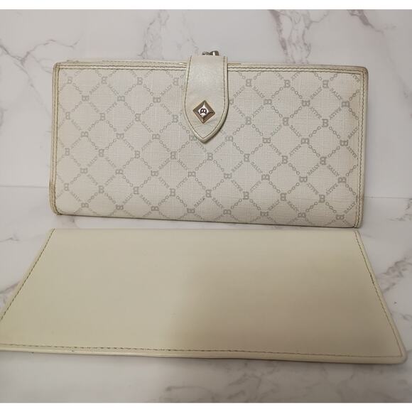 Bally Handbags - BALLY Vintage Beige/Cream Logo Monogram Leather Wallet w/ Checkbook Holder - EUC